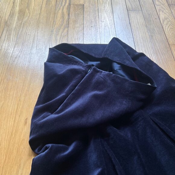 Boden Size 4R Navy Blue Velvet Knee Length Flared Hem Mermaid Pencil Skirt - Picture 9 of 9
